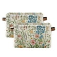 thumbnail image 1 of Yayeee 2 Pack Canvas Storage Basket with Handles for Shelves Fabric Bins Closet Organizer, Colorful Wildflowers, 1 of 8