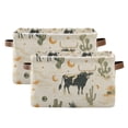 thumbnail image 1 of Yayeee 2 Pack Canvas Storage Basket with Handles for Shelves Fabric Bins Closet Organizer, Cowboy Pattern, 1 of 8
