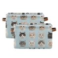 thumbnail image 1 of Yayeee 2 Pack Canvas Storage Basket with Handles for Shelves Fabric Bins Closet Organizer, Cute Cat Faces, 1 of 8