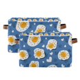 thumbnail image 1 of Yayeee 2 Pack Canvas Storage Basket with Handles for Shelves Fabric Bins Closet Organizer, Cute Fried Eggs, 1 of 8
