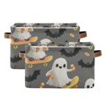 thumbnail image 1 of Yayeee 2 Pack Canvas Storage Basket with Handles for Shelves Fabric Bins Closet Organizer, Cute Ghosts, 1 of 8