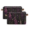 thumbnail image 1 of Yayeee 2 Pack Canvas Storage Basket with Handles for Shelves Fabric Bins Closet Organizer, Dark Purple Floral Pattern, 1 of 8