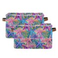thumbnail image 1 of Yayeee 2 Pack Canvas Storage Basket with Handles for Shelves Fabric Bins Closet Organizer, Gradient Starfish Pattern, 1 of 8