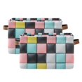 thumbnail image 1 of Yayeee 2 Pack Canvas Storage Basket with Handles for Shelves Fabric Bins Closet Organizer, Gray Checkered Pattern, 1 of 8