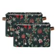 thumbnail image 1 of Yayeee 2 Pack Canvas Storage Basket with Handles for Shelves Fabric Bins Closet Organizer, Green Christmas, 1 of 8