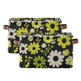 thumbnail image 1 of Yayeee 2 Pack Canvas Storage Basket with Handles for Shelves Fabric Bins Closet Organizer, Green Flower Pattern, 1 of 8