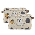 thumbnail image 1 of Yayeee 2 Pack Canvas Storage Basket with Handles for Shelves Fabric Bins Closet Organizer, Halloween Black Pumpkins, 1 of 8