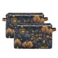 thumbnail image 1 of Yayeee 2 Pack Canvas Storage Basket with Handles for Shelves Fabric Bins Closet Organizer, Halloween Houses Pattern, 1 of 8