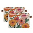 thumbnail image 1 of Yayeee 2 Pack Canvas Storage Basket with Handles for Shelves Fabric Bins Closet Organizer, Hand Drawn Floral, 1 of 8