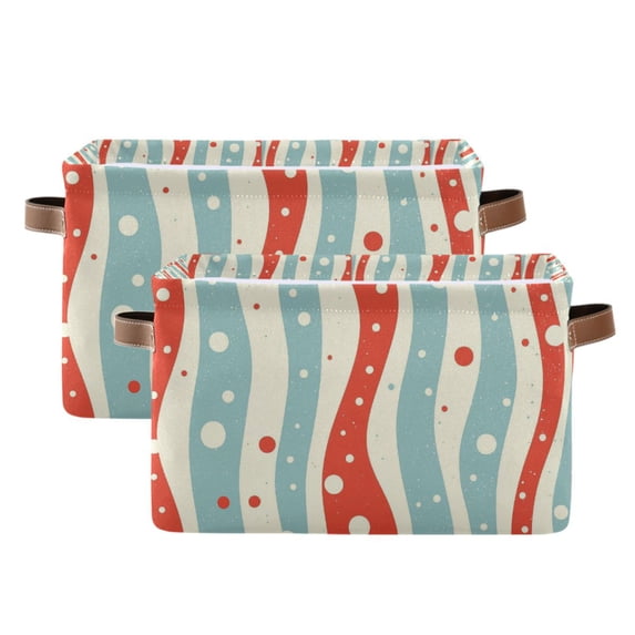 Yayeee 2 Pack Canvas Storage Basket with Handles for Shelves Fabric Bins Closet Organizer, Light Blue Pattern