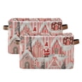 thumbnail image 1 of Yayeee 2 Pack Canvas Storage Basket with Handles for Shelves Fabric Bins Closet Organizer, Light Pink Gingerbread Houses, 1 of 8