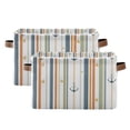 thumbnail image 1 of Yayeee 2 Pack Canvas Storage Basket with Handles for Shelves Fabric Bins Closet Organizer, Nautical Pattern, 1 of 8