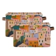thumbnail image 1 of Yayeee 2 Pack Canvas Storage Basket with Handles for Shelves Fabric Bins Closet Organizer, Orange Cityscape Painting, 1 of 8