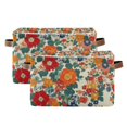 thumbnail image 1 of Yayeee 2 Pack Canvas Storage Basket with Handles for Shelves Fabric Bins Closet Organizer, Orange Japanese Flowers Pattern, 1 of 8