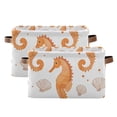 thumbnail image 1 of Yayeee 2 Pack Canvas Storage Basket with Handles for Shelves Fabric Bins Closet Organizer, Orange Seahorse, 1 of 8