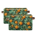 thumbnail image 1 of Yayeee 2 Pack Canvas Storage Basket with Handles for Shelves Fabric Bins Closet Organizer, Orange Tree Pattern, 1 of 8