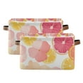 thumbnail image 1 of Yayeee 2 Pack Canvas Storage Basket with Handles for Shelves Fabric Bins Closet Organizer, Pink Floral Orange, 1 of 8