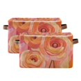 thumbnail image 1 of Yayeee 2 Pack Canvas Storage Basket with Handles for Shelves Fabric Bins Closet Organizer, Pink Flowers, 1 of 8