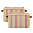 thumbnail image 1 of Yayeee 2 Pack Canvas Storage Basket with Handles for Shelves Fabric Bins Closet Organizer, Pink and Yellow Striped Pattern, 1 of 8