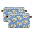 thumbnail image 1 of Yayeee 2 Pack Canvas Storage Basket with Handles for Shelves Fabric Bins Closet Organizer, Playful Fried Eggs, 1 of 8