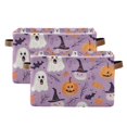 thumbnail image 1 of Yayeee 2 Pack Canvas Storage Basket with Handles for Shelves Fabric Bins Closet Organizer, Purple Cute Halloween, 1 of 8