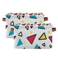 thumbnail image 1 of Yayeee 2 Pack Canvas Storage Basket with Handles for Shelves Fabric Bins Closet Organizer, Red Triangles, 1 of 8