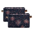 thumbnail image 1 of Yayeee 2 Pack Canvas Storage Basket with Handles for Shelves Fabric Bins Closet Organizer, Red and White Fireworks Pattern, 1 of 8