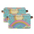 thumbnail image 1 of Yayeee 2 Pack Canvas Storage Basket with Handles for Shelves Fabric Bins Closet Organizer, Retro Blue Rainbow, 1 of 8