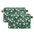thumbnail image 1 of Yayeee 2 Pack Canvas Storage Basket with Handles for Shelves Fabric Bins Closet Organizer, Small White Flowers, 1 of 8