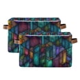 thumbnail image 1 of Yayeee 2 Pack Canvas Storage Basket with Handles for Shelves Fabric Bins Closet Organizer, Stained Glass Pattern, 1 of 8