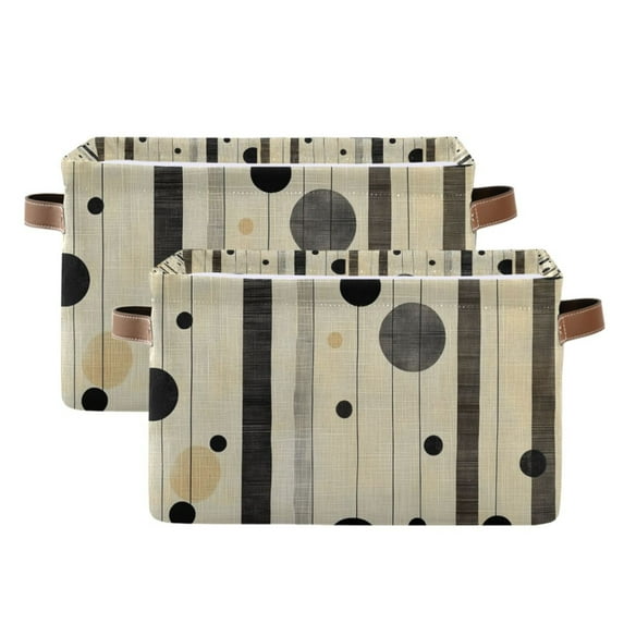 Yayeee 2 Pack Canvas Storage Basket with Handles for Shelves Fabric Bins Closet Organizer, Stripes Pattern