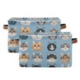 thumbnail image 1 of Yayeee 2 Pack Canvas Storage Basket with Handles for Shelves Fabric Bins Closet Organizer, Vibrant Cute Cat, 1 of 8