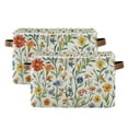 thumbnail image 1 of Yayeee 2 Pack Canvas Storage Basket with Handles for Shelves Fabric Bins Closet Organizer, Watercolor Wildflowers Pattern, 1 of 8