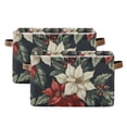 thumbnail image 1 of Yayeee 2 Pack Canvas Storage Basket with Handles for Shelves Fabric Bins Closet Organizer, White Christmas Leaves, 1 of 8