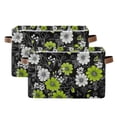 thumbnail image 1 of Yayeee 2 Pack Canvas Storage Basket with Handles for Shelves Fabric Bins Closet Organizer, White Flower Pattern, 1 of 8