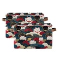 thumbnail image 1 of Yayeee 2 Pack Canvas Storage Basket with Handles for Shelves Fabric Bins Closet Organizer, White Lucky Cat, 1 of 8