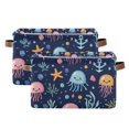 thumbnail image 1 of Yayeee 2 Pack Canvas Storage Basket with Handles for Shelves Fabric Bins Closet Organizer, Yellow Jellyfish, 1 of 8