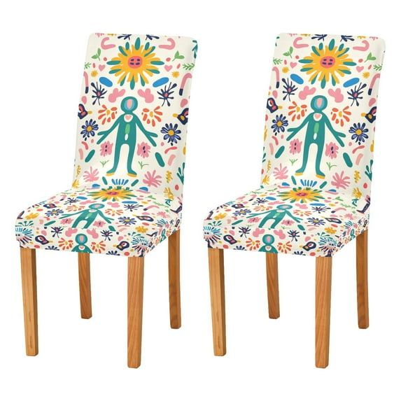 Yayeee 2 Pack Dining Chair Covers Stretch Parson Chairs Slipcovers Seat Protector, Abstract Floral