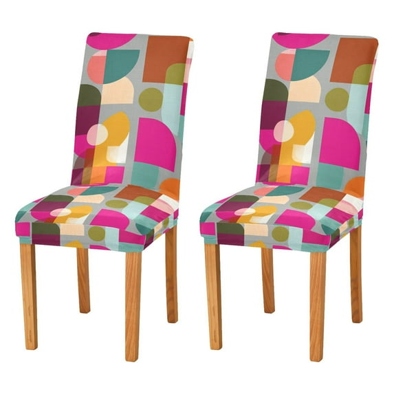Yayeee 2 Pack Dining Chair Covers Stretch Parson Chairs Slipcovers Seat Protector, Abstract Geometric Pattern