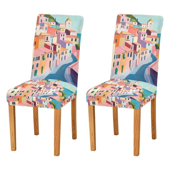 Yayeee 2 Pack Dining Chair Covers Stretch Parson Chairs Slipcovers Seat Protector, Abstract Painting
