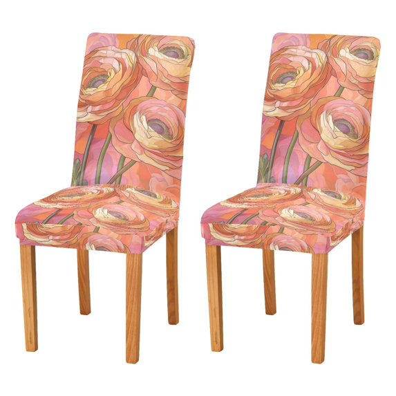 Yayeee 2 Pack Dining Chair Covers Stretch Parson Chairs Slipcovers Seat Protector, Abstract Pink Flowers