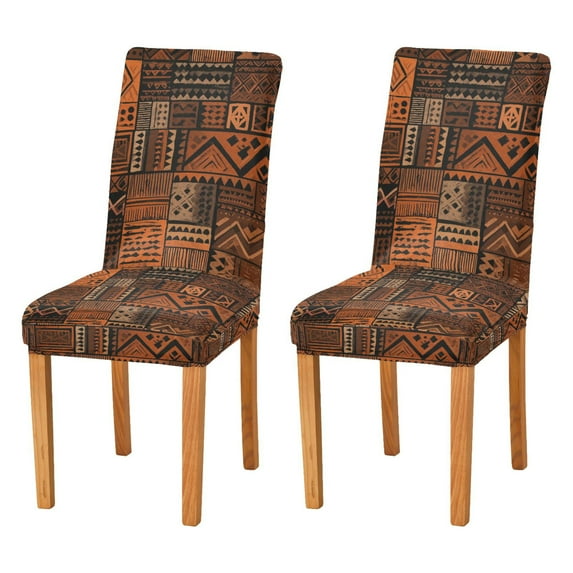 Yayeee 2 Pack Dining Chair Covers Stretch Parson Chairs Slipcovers Seat Protector, Abstract Tribal Pattern