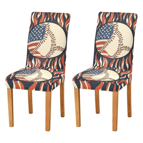 Yayeee 2 Pack Dining Chair Covers Stretch Parson Chairs Slipcovers Seat Protector, Baseball Pattern