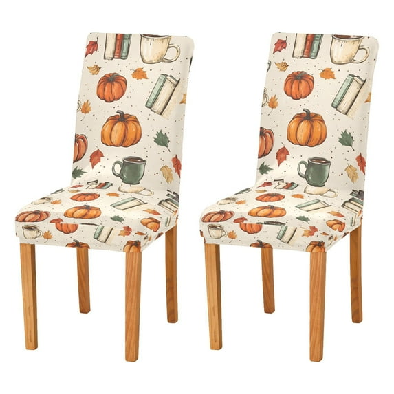 Yayeee 2 Pack Dining Chair Covers Stretch Parson Chairs Slipcovers Seat Protector, Beige Fall Coffee