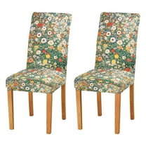 Yayeee 2 Pack Dining Chair Covers Stretch Parson Chairs Slipcovers Seat Protector, Beige Floral Garden