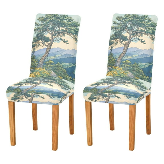Yayeee 2 Pack Dining Chair Covers Stretch Parson Chairs Slipcovers Seat Protector, Beige Mountain