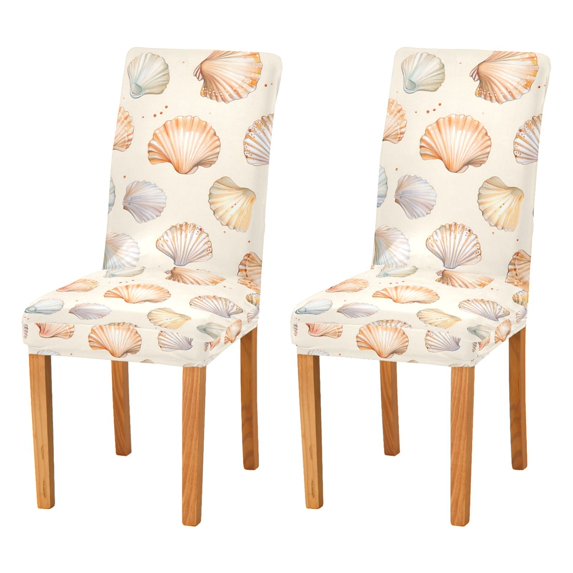 Yayeee 2 Pack Dining Chair Covers Stretch Parson Chairs Slipcovers Seat Protector, Beige Seashell