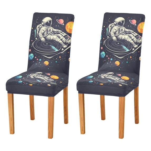 Yayeee 2 Pack Dining Chair Covers Stretch Parson Chairs Slipcovers Seat Protector, Black Record