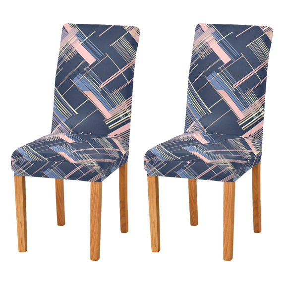 Yayeee 2 Pack Dining Chair Covers Stretch Parson Chairs Slipcovers Seat Protector, Black Stripes
