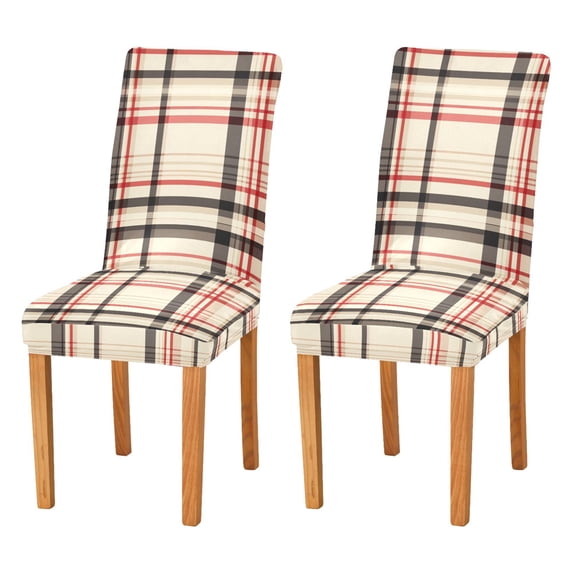 Yayeee 2 Pack Dining Chair Covers Stretch Parson Chairs Slipcovers Seat Protector, Black Tartan